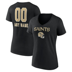 Women's Personalized Name & Number Team Wordmark V-Neck T-Shirt - New Orleans Saints