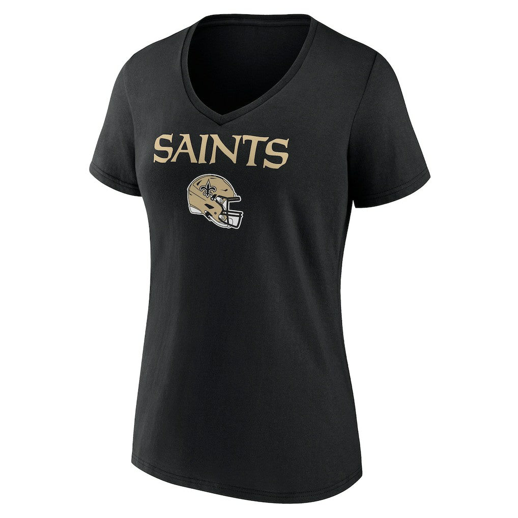 Women's Personalized Name & Number Team Wordmark V-Neck T-Shirt - New Orleans Saints