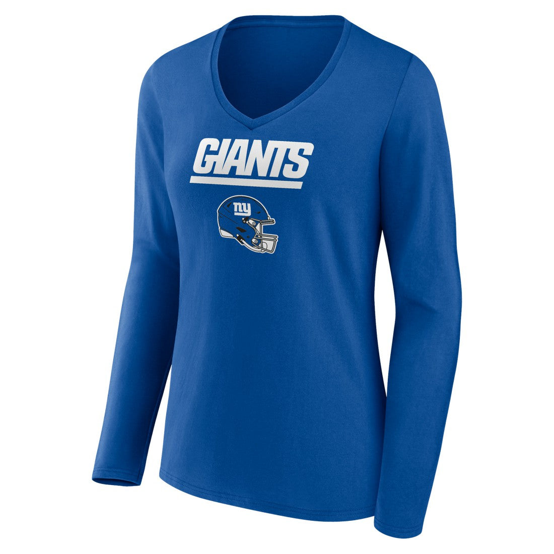 Women's Personalized Name & Number Team Wordmark Long Sleeve V-Neck T-Shirt - New York Giants