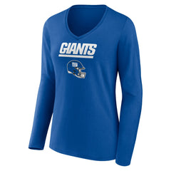 Women's Personalized Name & Number Team Wordmark Long Sleeve V-Neck T-Shirt - New York Giants