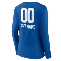 Women's Personalized Name & Number Team Wordmark Long Sleeve V-Neck T-Shirt - New York Giants