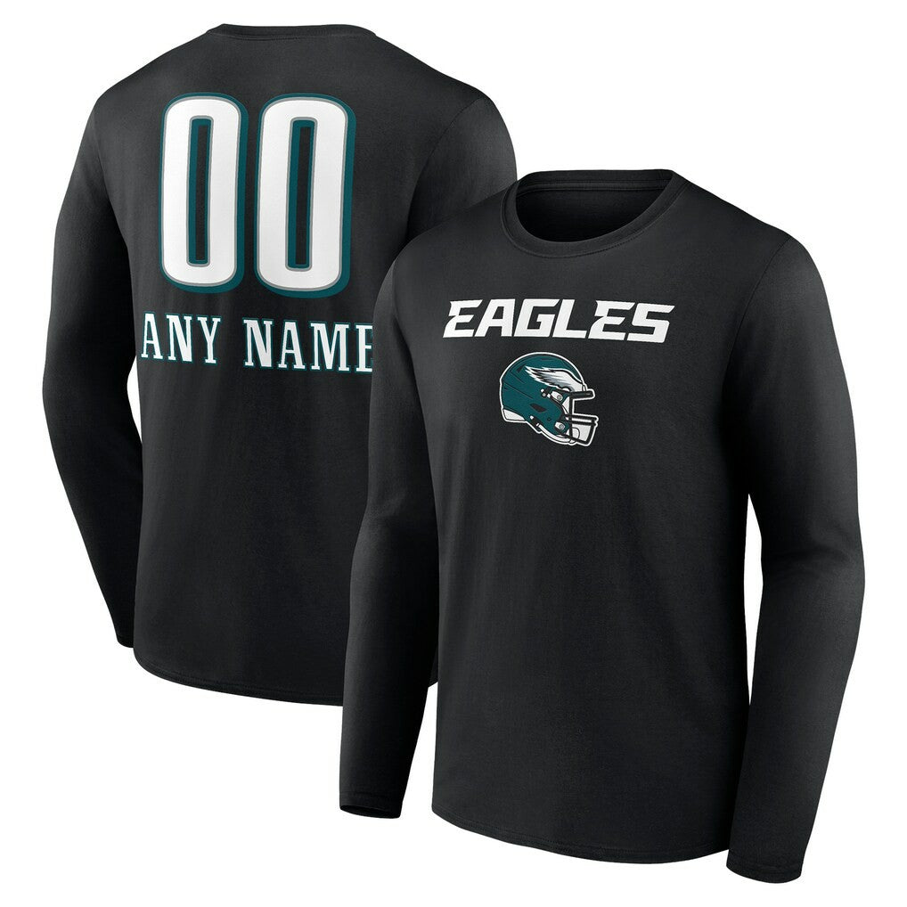 Personalized Name & Number Team Wordmark Long Sleeve T-Shirt - Philadelphia Eagles