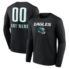 Personalized Name & Number Team Wordmark Long Sleeve T-Shirt - Philadelphia Eagles