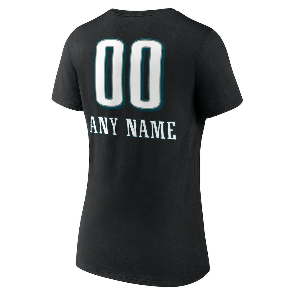 Women's Personalized Name & Number Team Wordmark V-Neck T-Shirt - Philadelphia Eagles