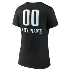 Women's Personalized Name & Number Team Wordmark V-Neck T-Shirt - Philadelphia Eagles
