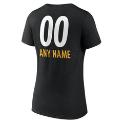 Women's Personalized Name & Number Team Wordmark V-Neck T-Shirt - Pittsburgh Steelers