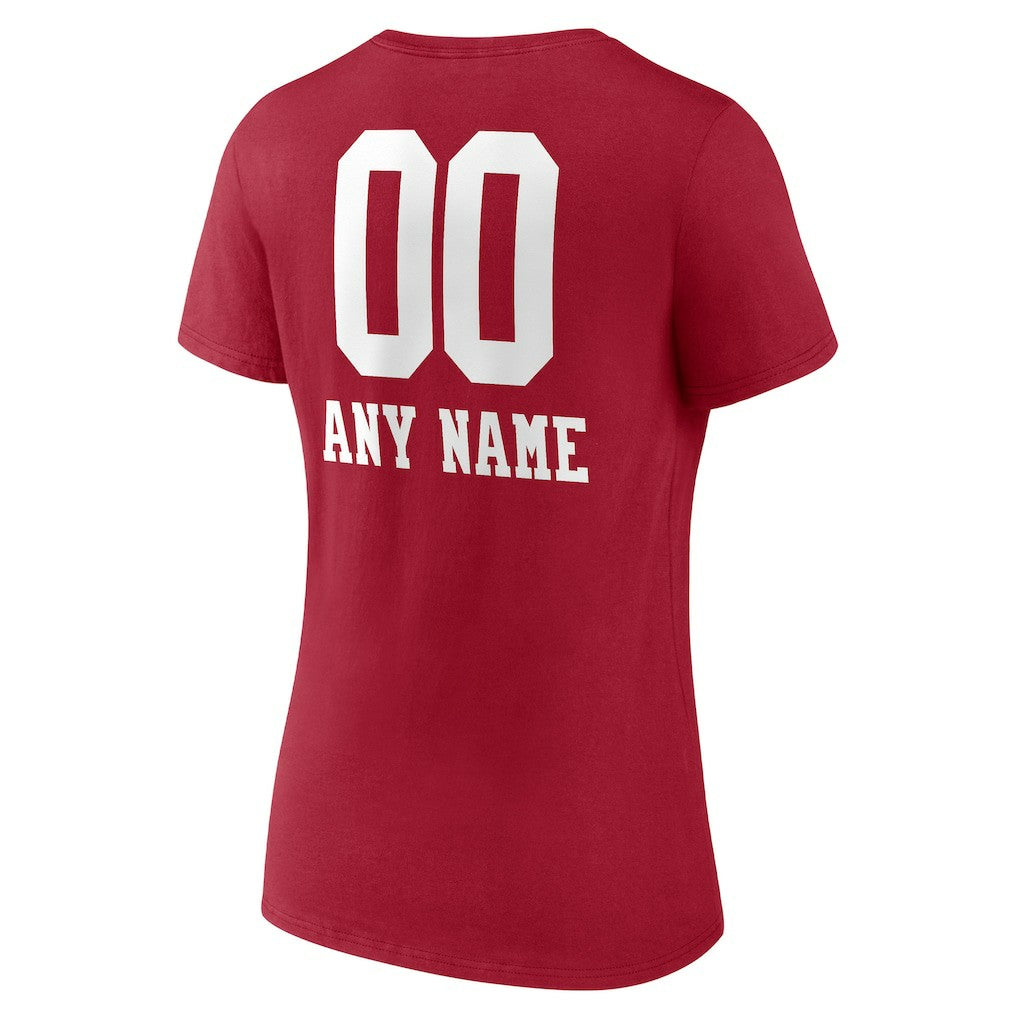 Women's Personalized Name & Number Team Wordmark V-Neck T-Shirt - San Francisco 49ers