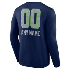 Personalized Name & Number Team Wordmark Long Sleeve T-Shirt - Seattle Seahawks