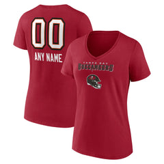 Women's Personalized Name & Number Team Wordmark V-Neck T-Shirt - Tampa Bay Buccaneers