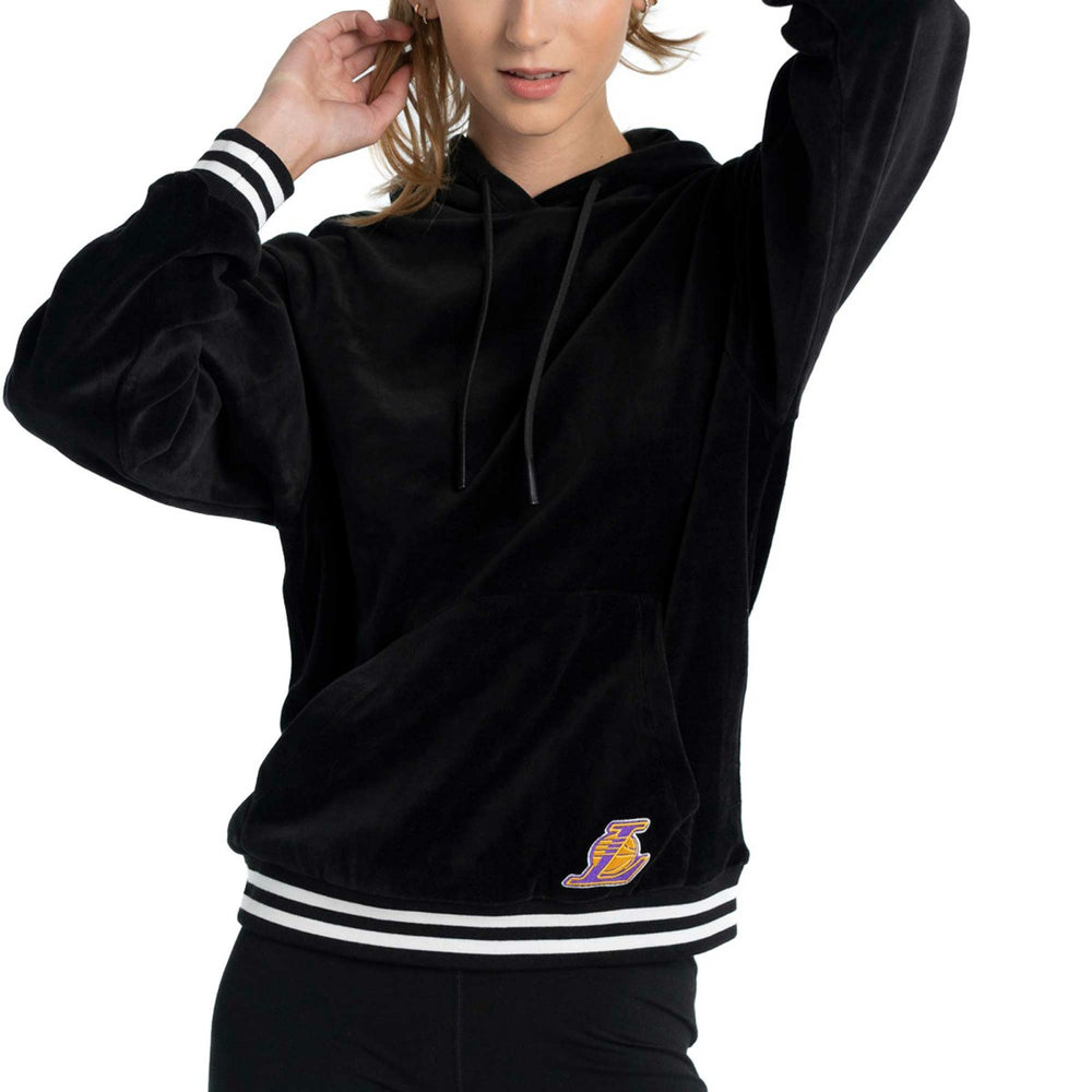 NBA Los Angeles Lakers Lusso Women's Nellie Oversized Velour Pullover Hoodie