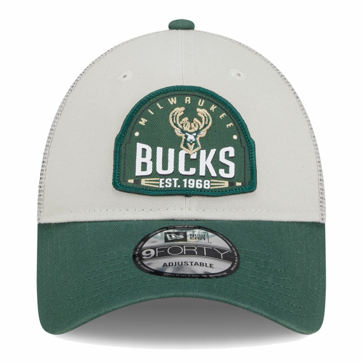 NBA Milwaukee Bucks Throwback Patch Trucker 9FORTY Adjustable Hat