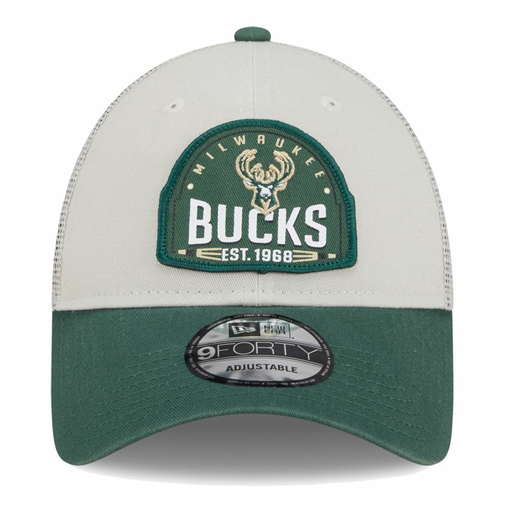 NBA Milwaukee Bucks Throwback Patch Trucker 9FORTY Adjustable Hat