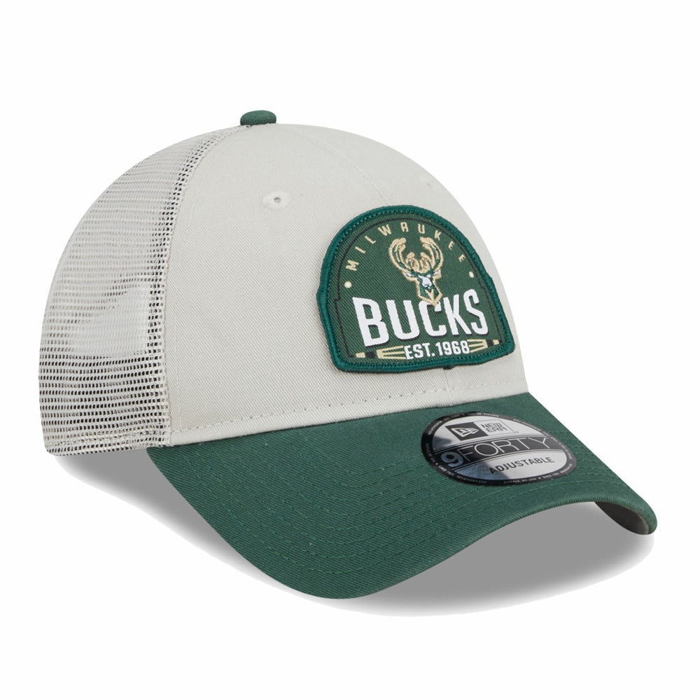 NBA Milwaukee Bucks Throwback Patch Trucker 9FORTY Adjustable Hat