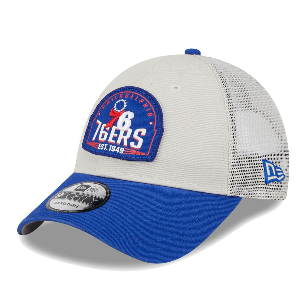 NBA Philadelphia 76ers Throwback Patch Trucker 9FORTY Adjustable Hat