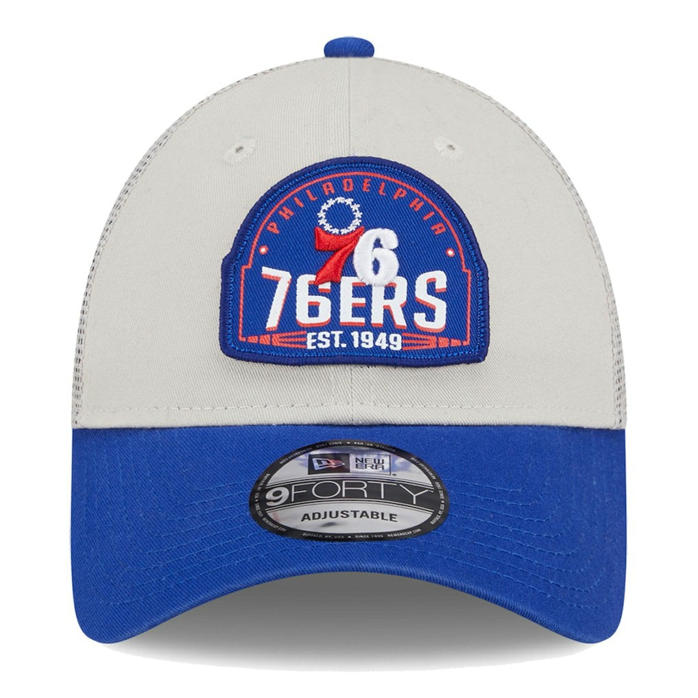 NBA Philadelphia 76ers Throwback Patch Trucker 9FORTY Adjustable Hat