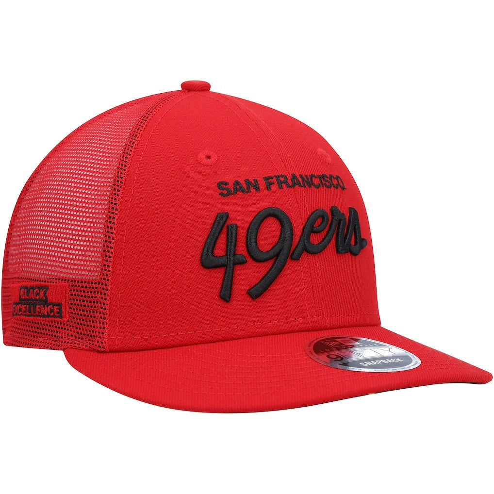 Black Excellence Collection Wordmark Trucker Low Profile 9FIFTY Snapback Hat - San Francisco 49ers