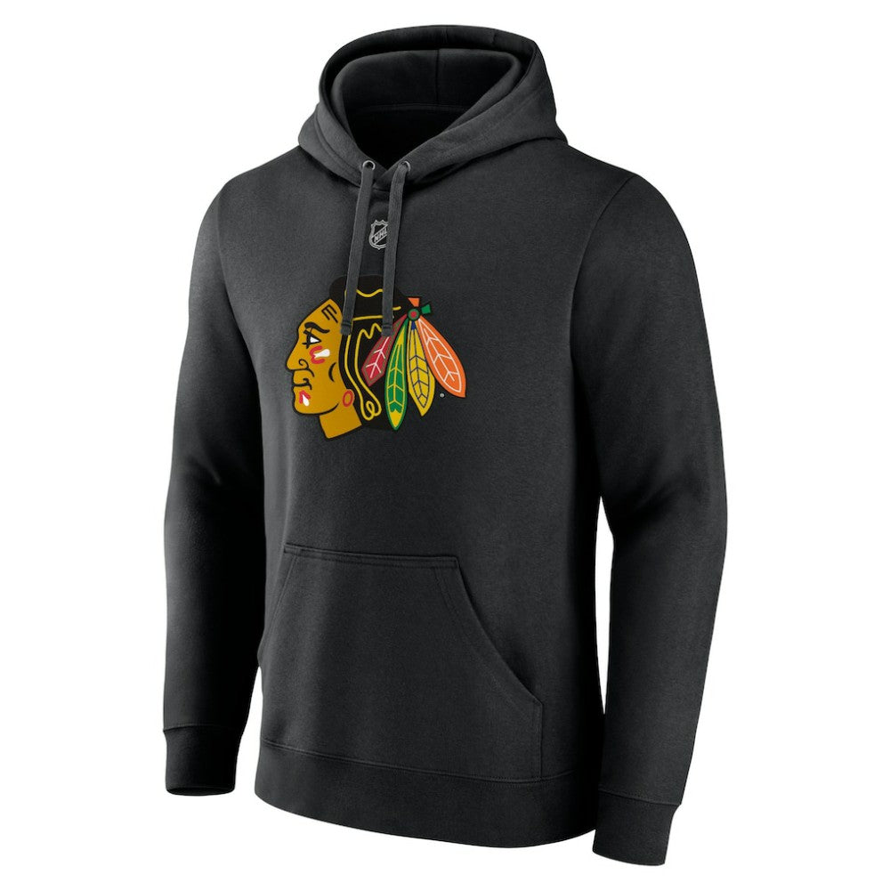 NHL Black Connor Bedard Chicago Blackhawks Fanatics Authentic Stack Name & Number Tri-Blend Pullover Hoodie