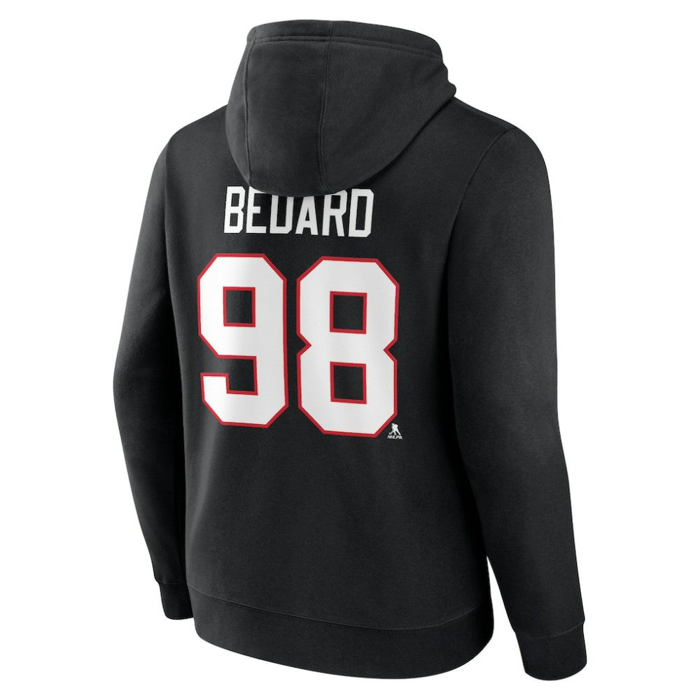 NHL Black Connor Bedard Chicago Blackhawks Fanatics Authentic Stack Name & Number Tri-Blend Pullover Hoodie