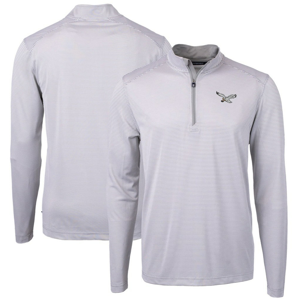 Cutter & Buck Virtue Eco Pique Micro Stripe Recycled Quarter-Zip Pullover Top - Philadelphia Eagles