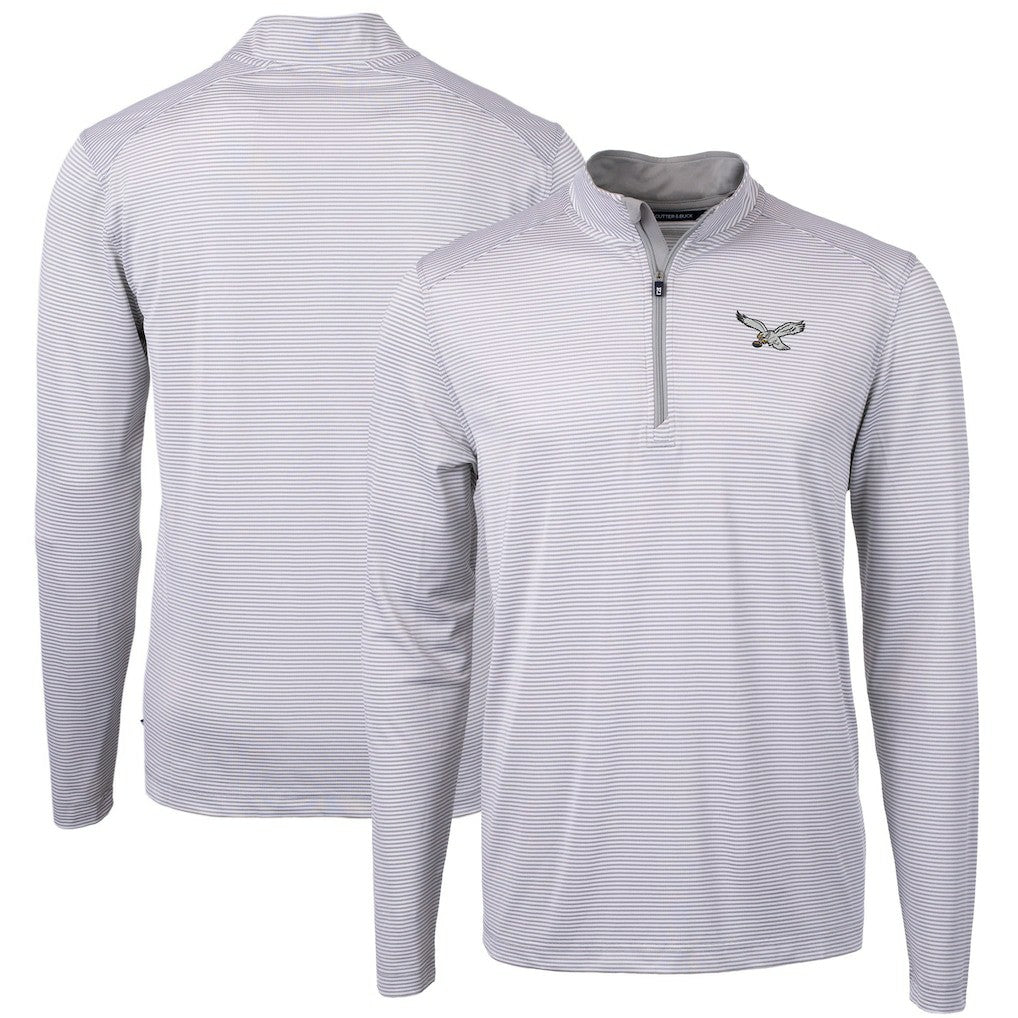 Cutter & Buck Virtue Eco Pique Micro Stripe Recycled Quarter-Zip Pullover Top - Philadelphia Eagles