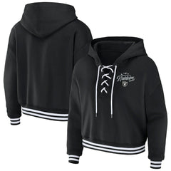WEAR by Erin Andrews Women's Lace-Up Pullover Hoodie - Las Vegas Raiders