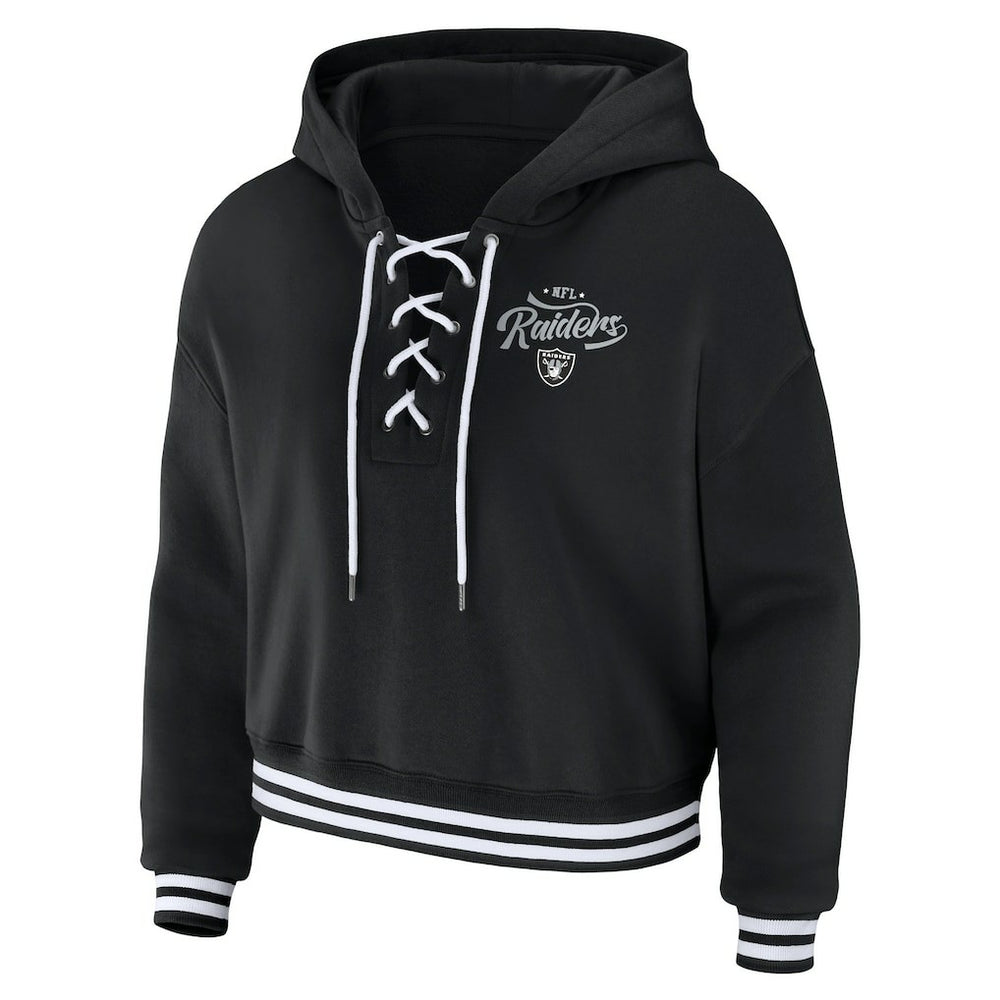 WEAR by Erin Andrews Women's Lace-Up Pullover Hoodie - Las Vegas Raiders