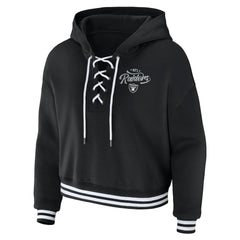 WEAR by Erin Andrews Women's Lace-Up Pullover Hoodie - Las Vegas Raiders