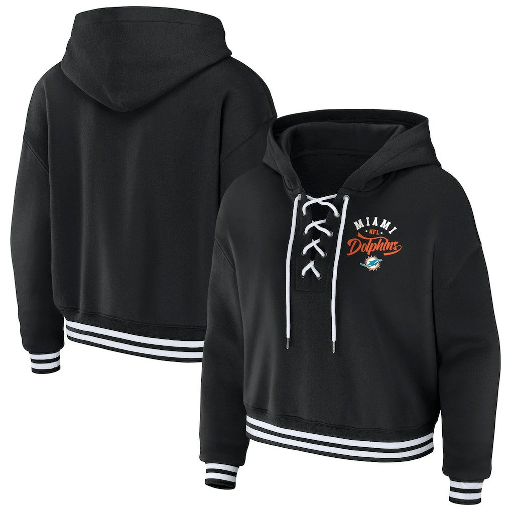 WEAR by Erin Andrews Women's Lace-Up Pullover Hoodie - Miami Dolphins