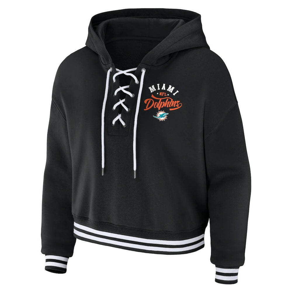 WEAR by Erin Andrews Women's Lace-Up Pullover Hoodie - Miami Dolphins
