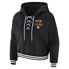 WEAR by Erin Andrews Women's Lace-Up Pullover Hoodie - Miami Dolphins