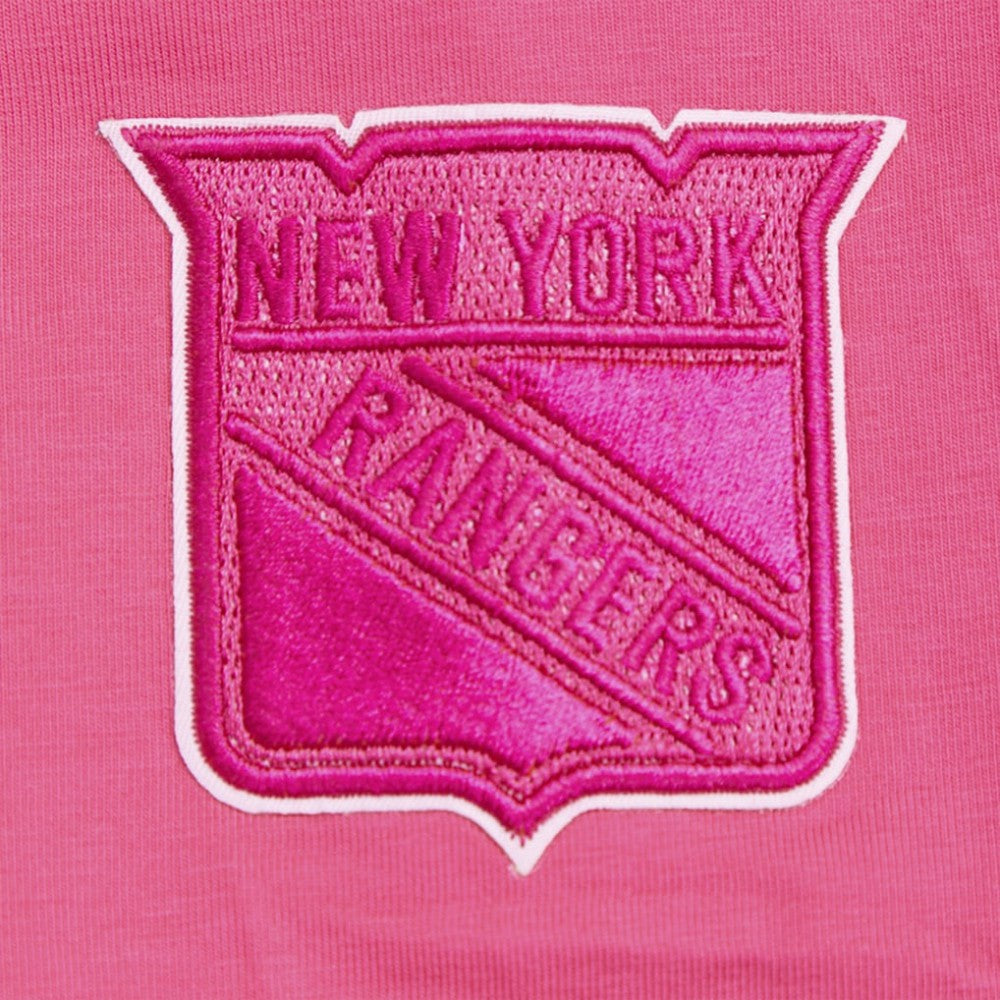 NHL This item will ship within 1 business day. New York Rangers Pro Standard Women's Triple Pink Cropped Boxy T-Shirt