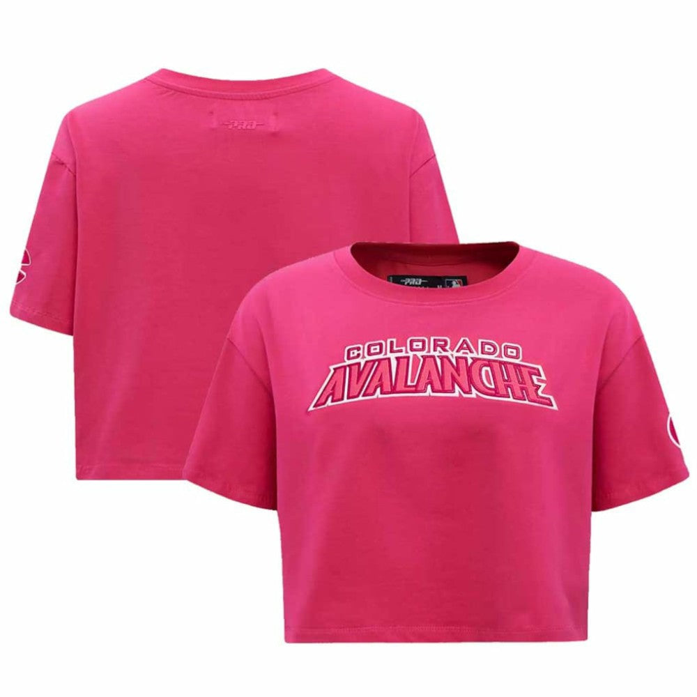 NHL This item will ship within 2 business days. Colorado Avalanche Pro Standard Women's Triple Pink Cropped Boxy T-Shirt