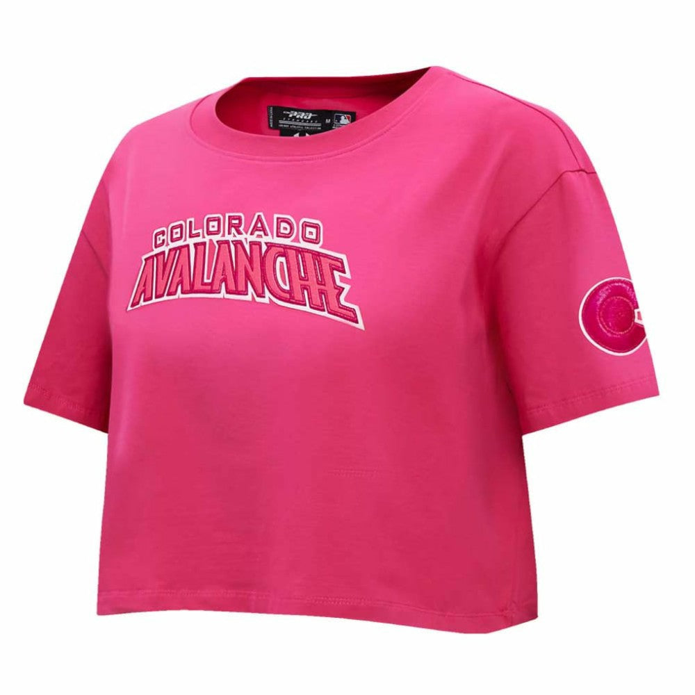 NHL This item will ship within 2 business days. Colorado Avalanche Pro Standard Women's Triple Pink Cropped Boxy T-Shirt