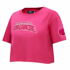 NHL This item will ship within 2 business days. Colorado Avalanche Pro Standard Women's Triple Pink Cropped Boxy T-Shirt