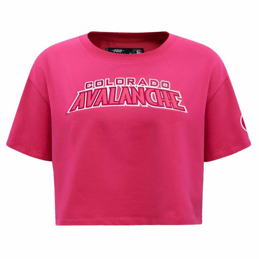 NHL This item will ship within 2 business days. Colorado Avalanche Pro Standard Women's Triple Pink Cropped Boxy T-Shirt