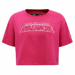 NHL This item will ship within 2 business days. Colorado Avalanche Pro Standard Women's Triple Pink Cropped Boxy T-Shirt