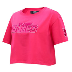 NHL This item will ship within 4 business days. St. Louis Blues Pro Standard Women's Triple Pink Cropped Boxy T-Shirt