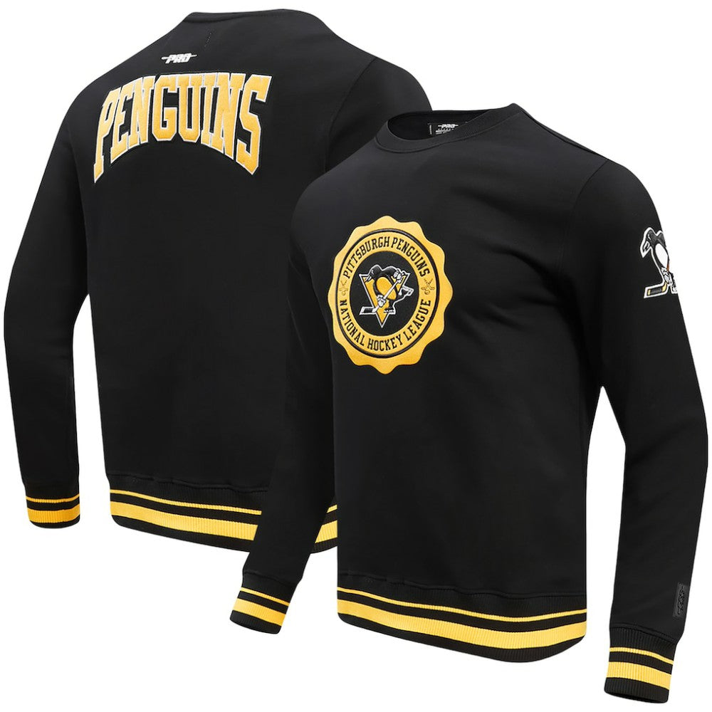 NHL Black Pittsburgh Penguins Pro Standard Crest Emblem Pullover Sweatshirt