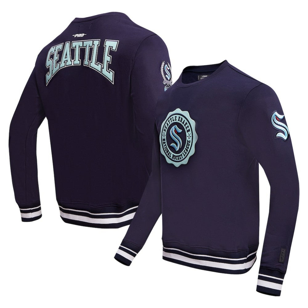 NHL Deep Sea Blue Seattle Kraken Pro Standard Crest Emblem Pullover Sweatshirt