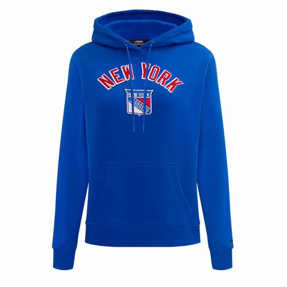 NHL Blue New York Rangers Pro Standard Women's Classic Chenille Pullover Hoodie