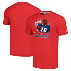 Bruce Smith  Homage Unisex Caricature Retired Player Tri-Blend T-Shirt - Buffalo Bills