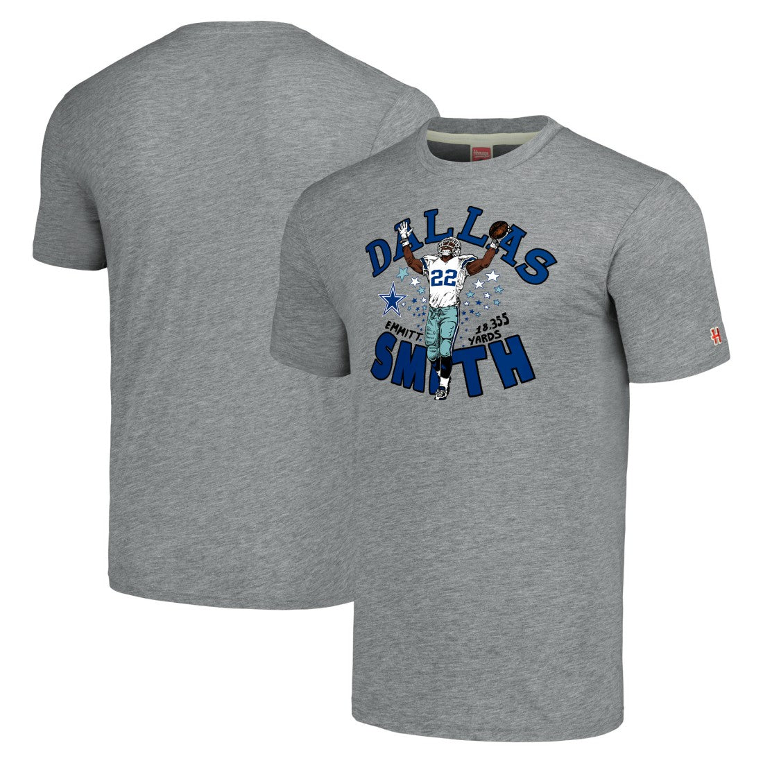 Emmitt Smith  Homage Unisex Caricature Retired Player Tri-Blend T-Shirt - Dallas Cowboys