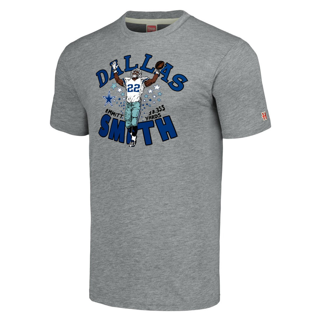 Emmitt Smith  Homage Unisex Caricature Retired Player Tri-Blend T-Shirt - Dallas Cowboys