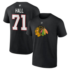 NHL Black Taylor Hall Chicago Blackhawks Fanatics Authentic Stack Name & Number T-Shirt