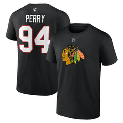 NHL Black Corey Perry Chicago Blackhawks Fanatics Authentic Stack Name & Number T-Shirt