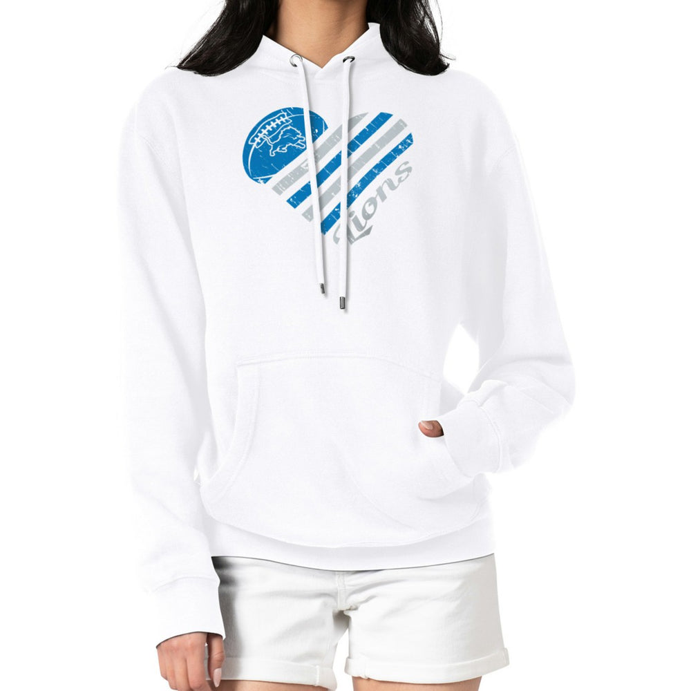 G-III 4Her by Carl Banks Women's Heart Graphic Fleece Pullover Hoodie - Detroit Lions