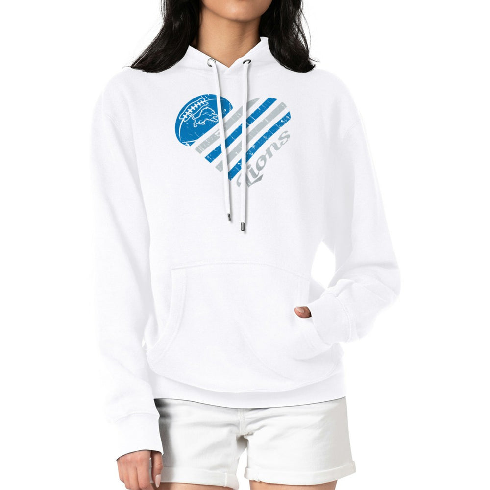 G-III 4Her by Carl Banks Women's Heart Graphic Fleece Pullover Hoodie - Detroit Lions