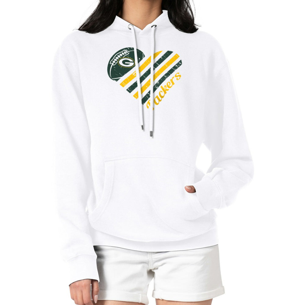 G-III 4Her by Carl Banks Women's Heart Graphic Fleece Pullover Hoodie - Green Bay Packers