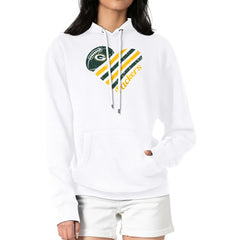 G-III 4Her by Carl Banks Women's Heart Graphic Fleece Pullover Hoodie - Green Bay Packers