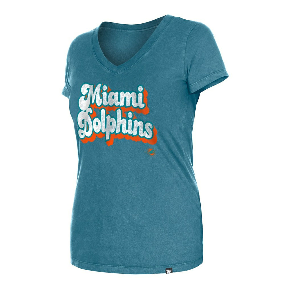 Women's Enzyme Wash Low V-Neck T-Shirt - Miami Dolphins
